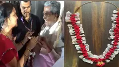 ಸಿದ್ದರಾಮಯ್ಯ ಕೊರಳಿಗೆ ಉಚಿತ ಬಸ್‌ ಟಿಕೆಟ್‌ ಹಾರ: ವಿದ್ಯಾರ್ಥಿನಿಯಿಂದ ವಿನೂತನ ಕೃತಜ್ಞತೆ