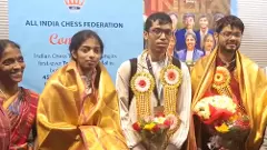 Chess Olympiad | ಗುಕೇಶ್,  ಪ್ರಗ್ನಾನಂದ, ವೈಶಾಲಿ, ಶ್ರೀನಾಥ್ ಗೆ ಅದ್ಧೂರಿ ಸ್ವಾಗತ
