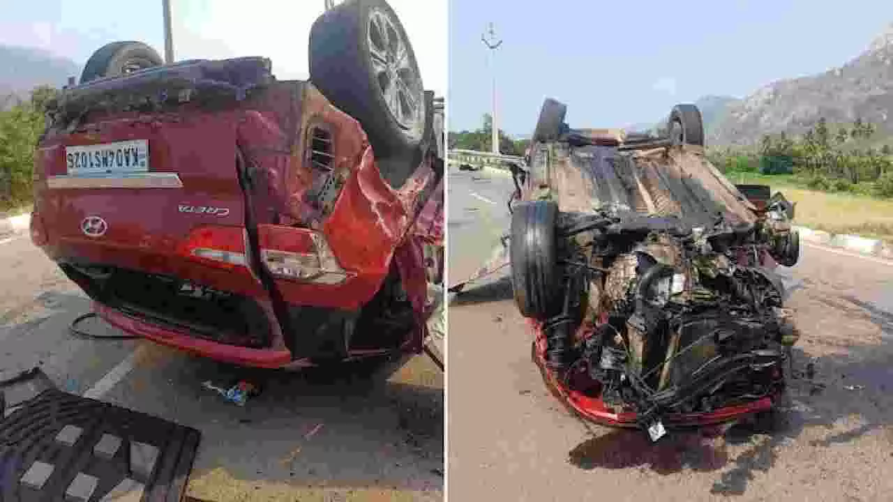 Bengaluru: Two killed, four injured as familys car on its way to Tirupati temple meets with accident Bengaluru: Two killed, four injured as familys car on its way to Tirupati temple meets with accident