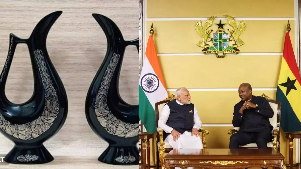 The Bidriware Vase of Bidar, in faraway Ghana, is world famous. The Bidriware Vase of Bidar, in faraway Ghana, is world famous.