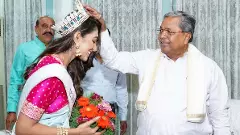 Miss Universe Karnataka winner Vamsi meets CM in Delhi