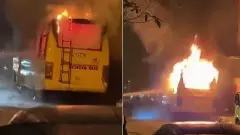 ಹೊತ್ತಿ ಉರಿದ ಶಾಲಾ ವಾಹನ ; ವ್ಯಕ್ತಿ ಸಜೀವ ದಹನ