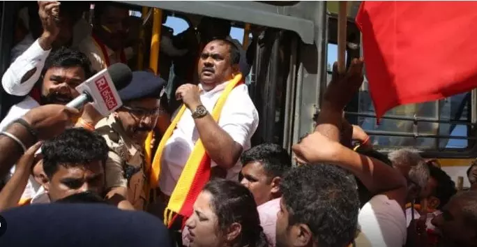 ಸಂಸದರ ಕಾರ್ಯಕ್ರಮಕ್ಕೆ ಅಡ್ಡಿ;  41 ಕರವೇ ಕಾರ್ಯಕರ್ತರಿಗೆ 14 ದಿನ ನ್ಯಾಯಾಂಗ ಬಂಧನ