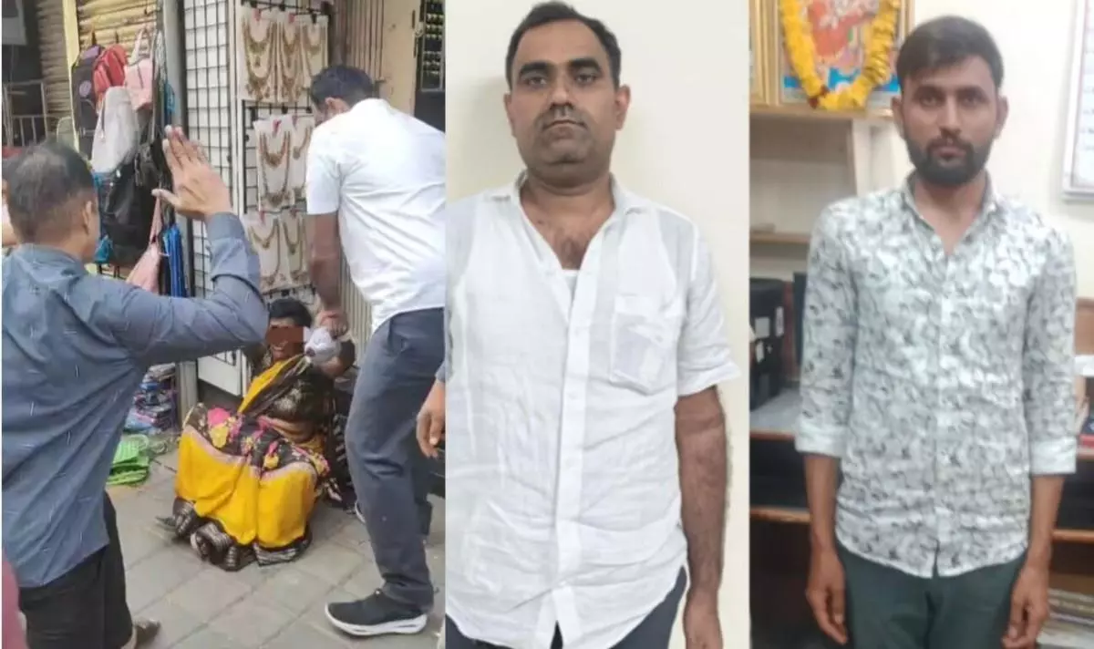Man, aide arrested for kicking woman with shoe for stealing saree