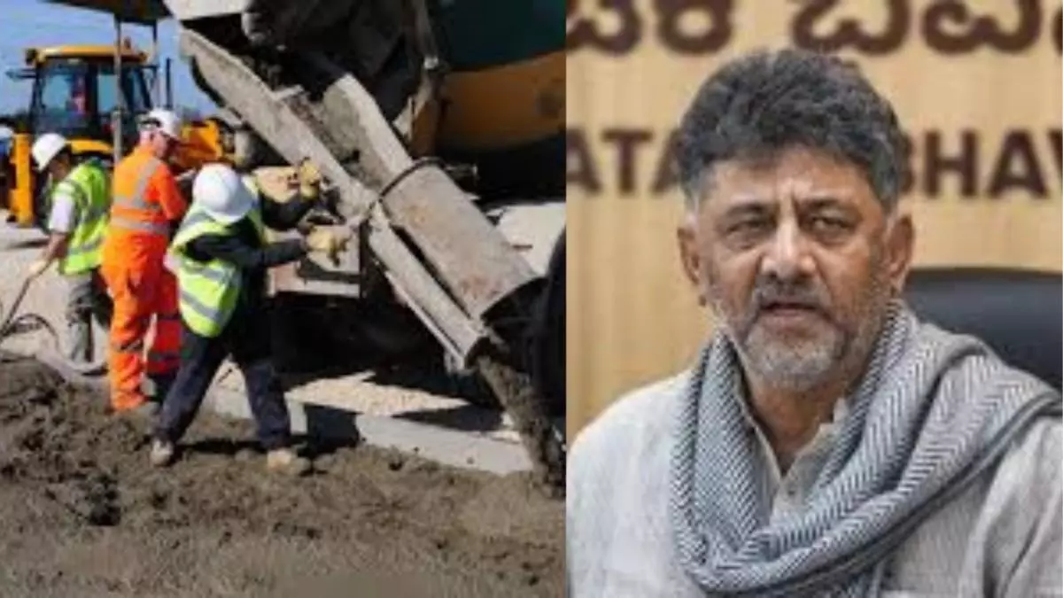 Even in the rain, the road work was fast, the staff covered potholes using wet mixing Even in the rain, the road work was fast, the staff covered potholes using wet mixing