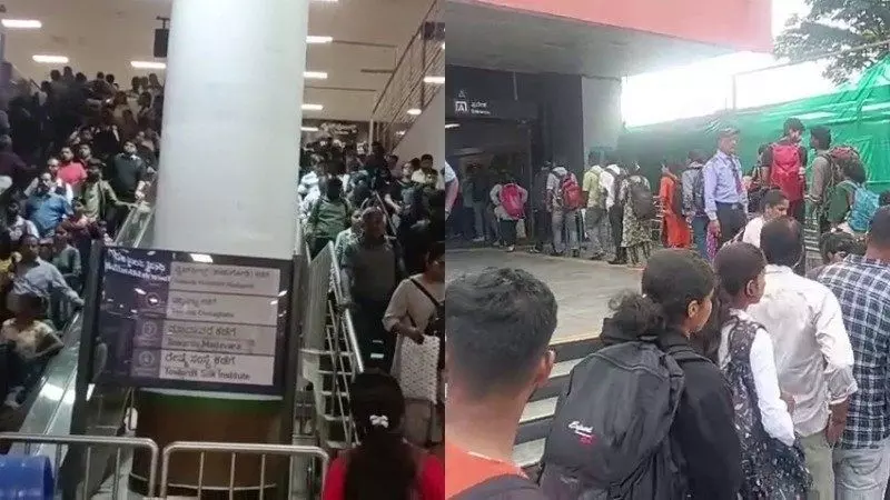 City Sees Heavy Rush as People Return from Holidays; Crowds at Majestic Metro Station City Sees Heavy Rush as People Return from Holidays; Crowds at Majestic Metro Station