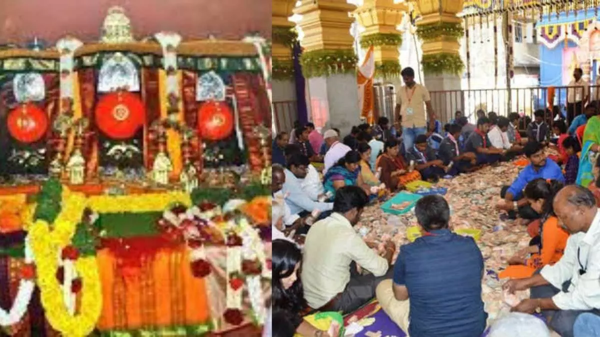 Hasanambay hundi money counting; Rs 3.68 crore cash, 75 grams gold recovered Hasanambay hundi money counting; Rs 3.68 crore cash, 75 grams gold recovered