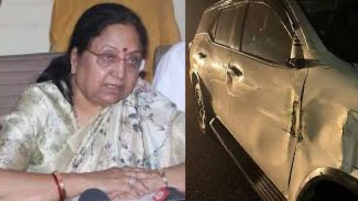 UP Minister Baby Rani Maurya Miraculously Escapes as Truck Hits Her Car on Agra-Lucknow Expressway UP Minister Baby Rani Maurya Miraculously Escapes as Truck Hits Her Car on Agra-Lucknow Expressway