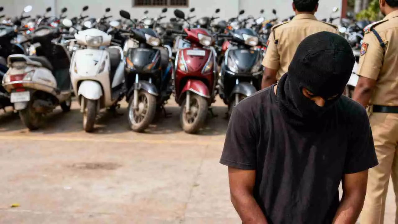 ನಕಲಿ ಕೀ ಬಳಸಿ ಬೈಕ್ ಕದಿಯುತ್ತಿದ್ದ ಇಬ್ಬರು ಖದೀಮರ ಬಂಧನ, 37.5 ಲಕ್ಷ ರೂ. ಮೌಲ್ಯದ ವಾಹನಗಳು ವಶ ನಕಲಿ ಕೀ ಬಳಸಿ ಬೈಕ್ ಕದಿಯುತ್ತಿದ್ದ ಇಬ್ಬರು ಖದೀಮರ ಬಂಧನ, 37.5 ಲಕ್ಷ ರೂ. ಮೌಲ್ಯದ ವಾಹನಗಳು ವಶ