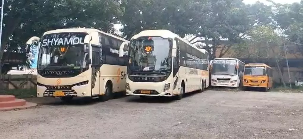 Major Crackdown in Kolar: Over 40 Private Luxury Buses Seized for Massive Tax Evasion