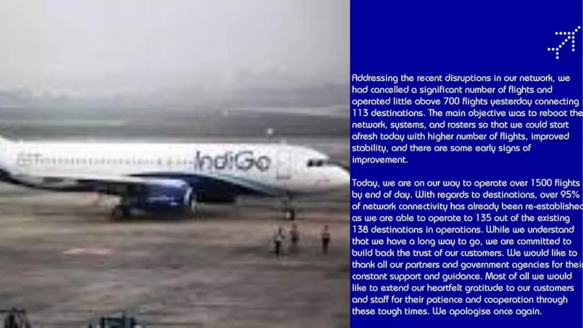 IndiGo Restores 95% Operations; 1,500 Flights Scheduled Today as DGCA Issues Notice to CEO