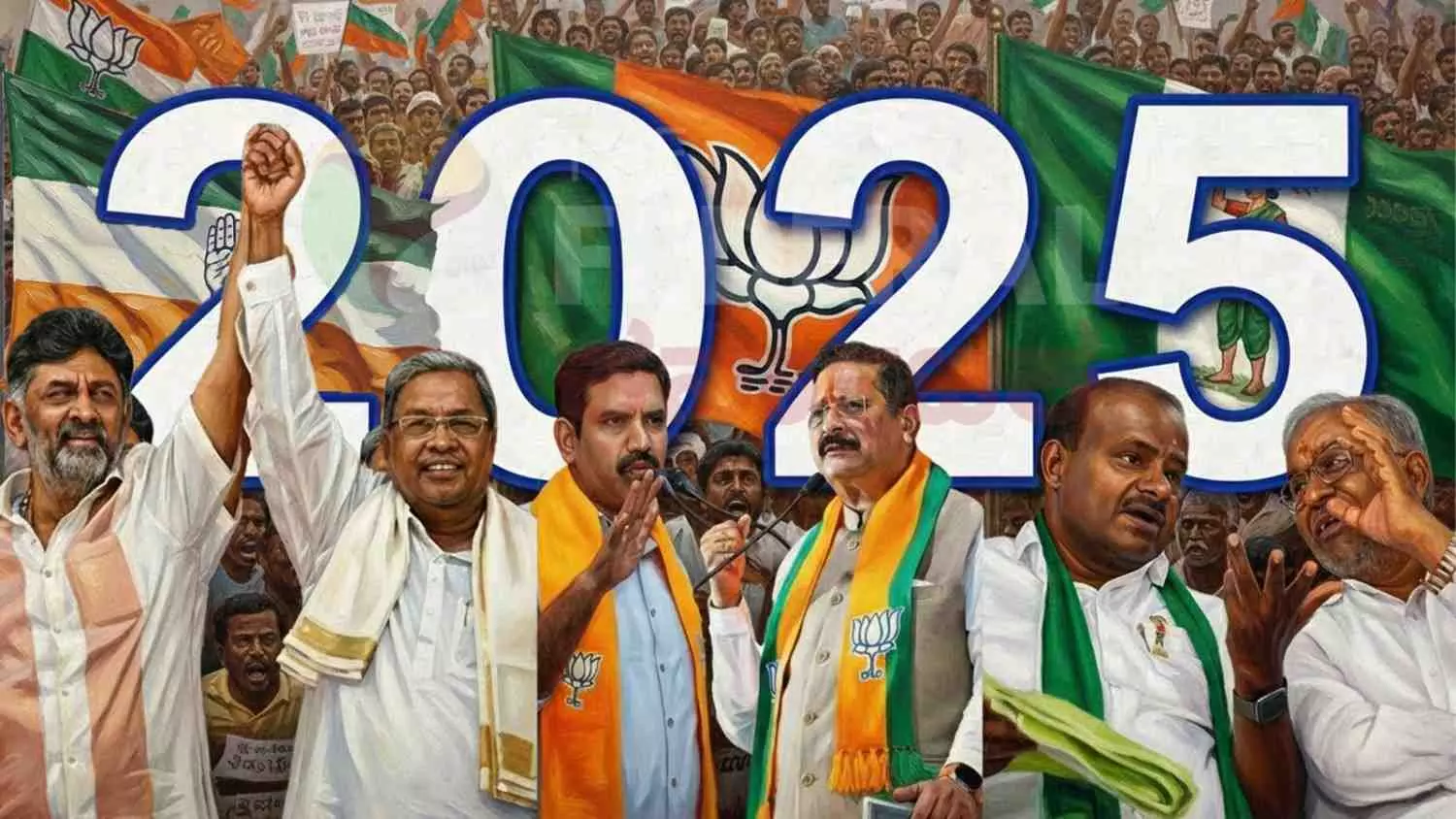 Year Ender 2025| ಕಾಂಗ್ರೆಸ್ನಲ್ಲಿ ಕ್ರಾಂತಿಯ ಭ್ರಾಂತಿ, ಬಿಜೆಪಿಯಲ್ಲಿ ಬಂಡಾಯದ ಬಿಸಿ, ಅಪ್ಪ-ಮಕ್ಕಳ ಹಣೆಪಟ್ಟಿಯನ್ನು ಕಳಚಿಕೊಳ್ಳದ ಜೆಡಿಎಸ್! Year Ender 2025| ಕಾಂಗ್ರೆಸ್ನಲ್ಲಿ ಕ್ರಾಂತಿಯ ಭ್ರಾಂತಿ, ಬಿಜೆಪಿಯಲ್ಲಿ ಬಂಡಾಯದ ಬಿಸಿ, ಅಪ್ಪ-ಮಕ್ಕಳ ಹಣೆಪಟ್ಟಿಯನ್ನು ಕಳಚಿಕೊಳ್ಳದ ಜೆಡಿಎಸ್!