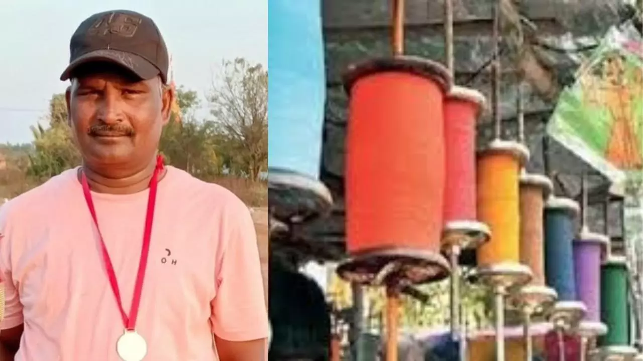 A kite flying manja slits the neck of a father who went to fetch his daughter during Sankranti celebrations!