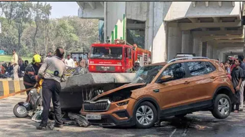 ಮುಂಬೈನಲ್ಲಿ ಚಲಿಸುತ್ತಿದ್ದ ಆಟೊ ರಿಕ್ಷಾದ ಮೇಲೆ ಮೆಟ್ರೋ ಸ್ಲ್ಬಾಬ್ ಕುಸಿದು ​​ಮೂವರ ಸ್ಥಿತಿ ಗಂಭೀರ?