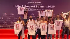 Youth Congress half-naked protest at AI Impact Summit