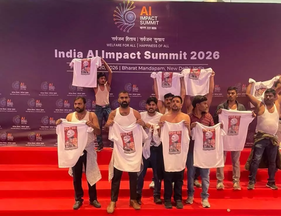 Youth Congress half-naked protest at AI Impact Summit Youth Congress half-naked protest at AI Impact Summit