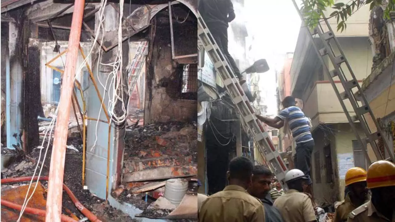 Fire breaks out at hardware warehouse in Chikkapet; Fire spreads to more than 20 shops! Fire breaks out at hardware warehouse in Chikkapet; Fire spreads to more than 20 shops!