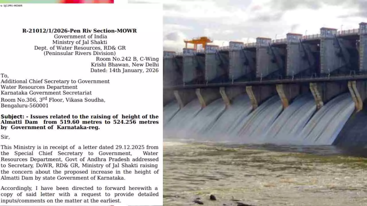 ಆಲಮಟ್ಟಿ ಎತ್ತರ ಹೆಚ್ಚಳಕ್ಕೆ ಆಂಧ್ರ ಕ್ಯಾತೆ: ಕರ್ನಾಟಕಕ್ಕೆ ಕೇಂದ್ರದಿಂದ ನೋಟೀಸ್, ಮಹತ್ವಾಕಾಂಕ್ಷಿ ಯೋಜನೆಗೆ ವಿಘ್ನ?