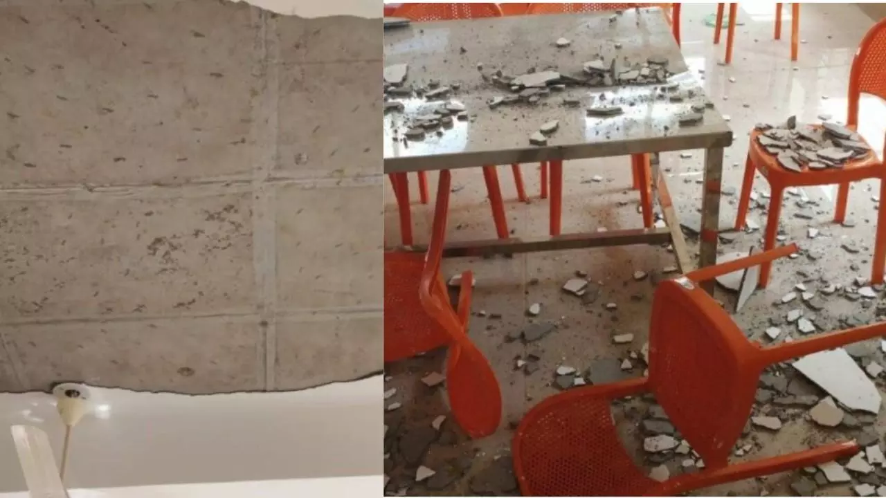 Kalaburagi | Prabuddha Academy roof cement collapses just two months after inauguration